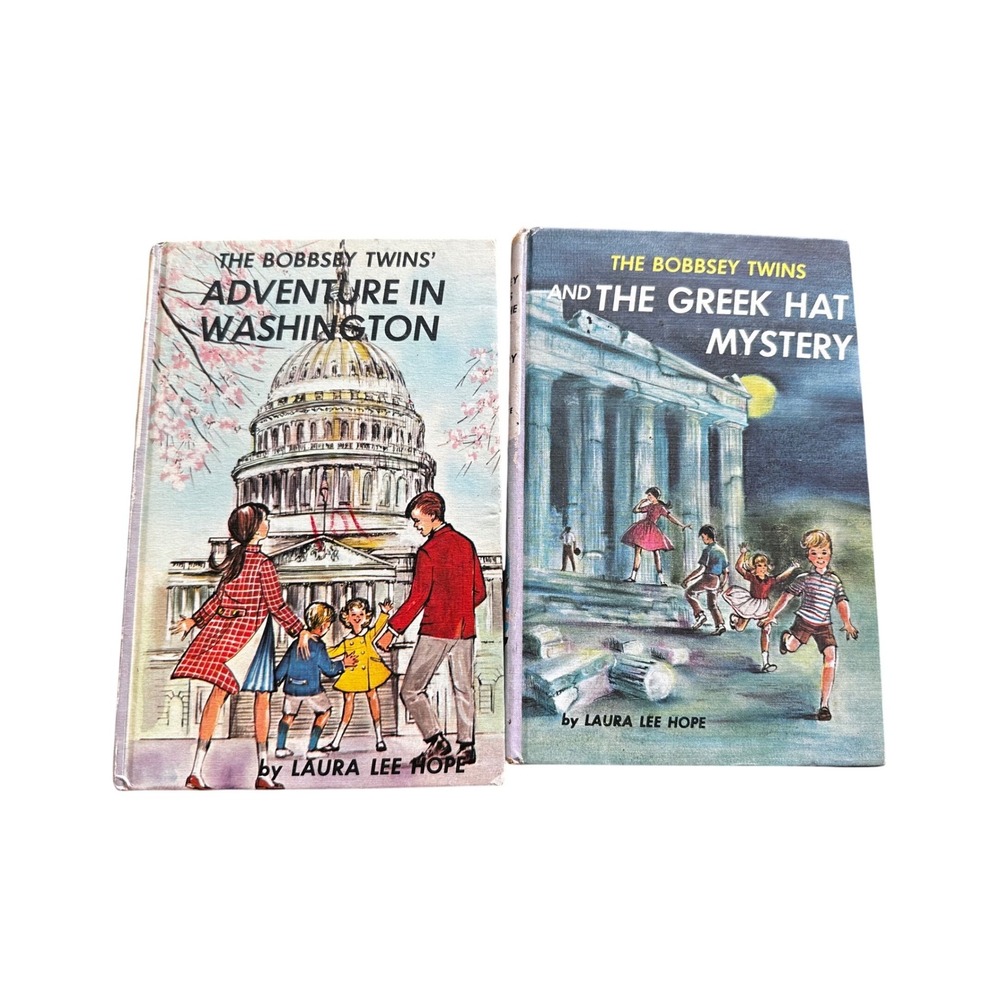 Bobbsey Twins Adventure in Washington & Greek Hat Mystery Laura Lee Hope 2 Books